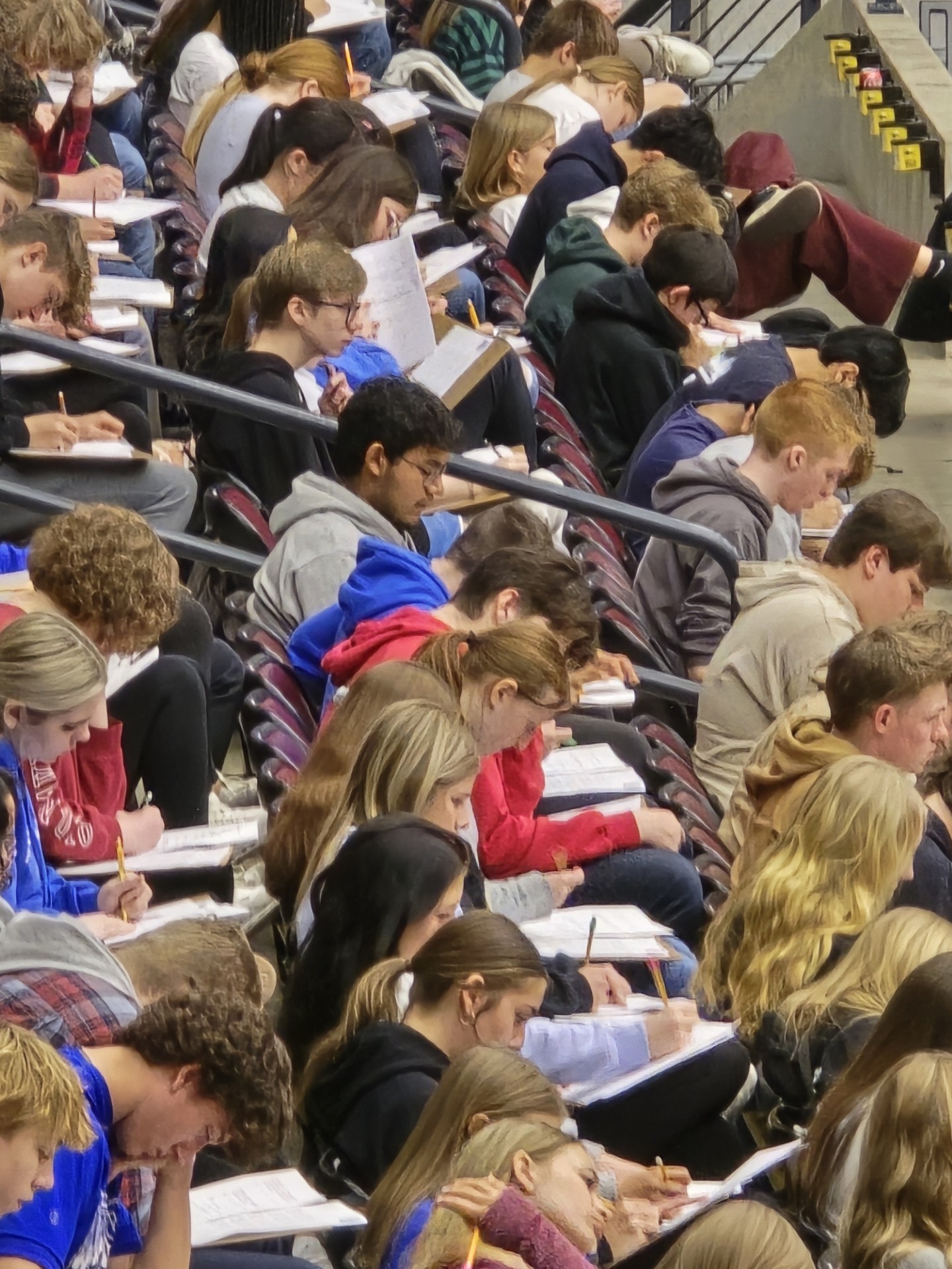 high school student taking math test